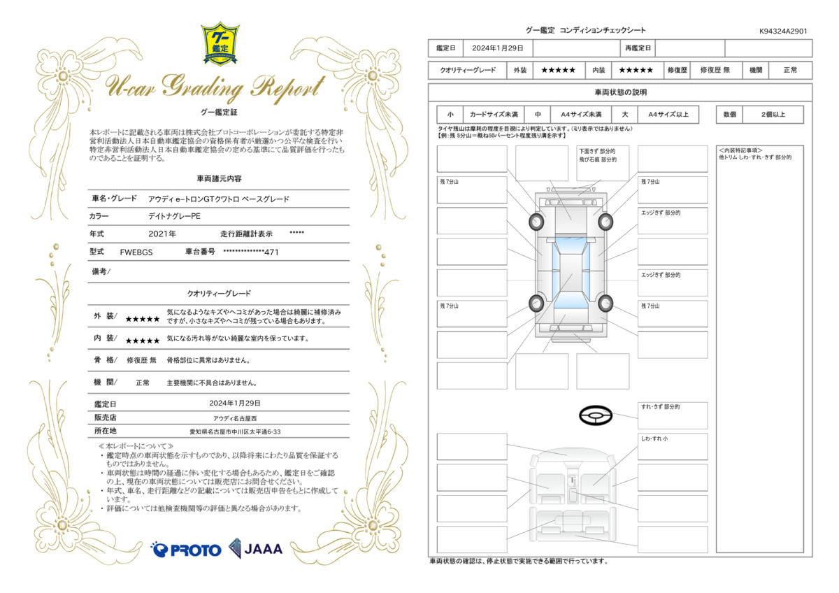 車両状態評価書