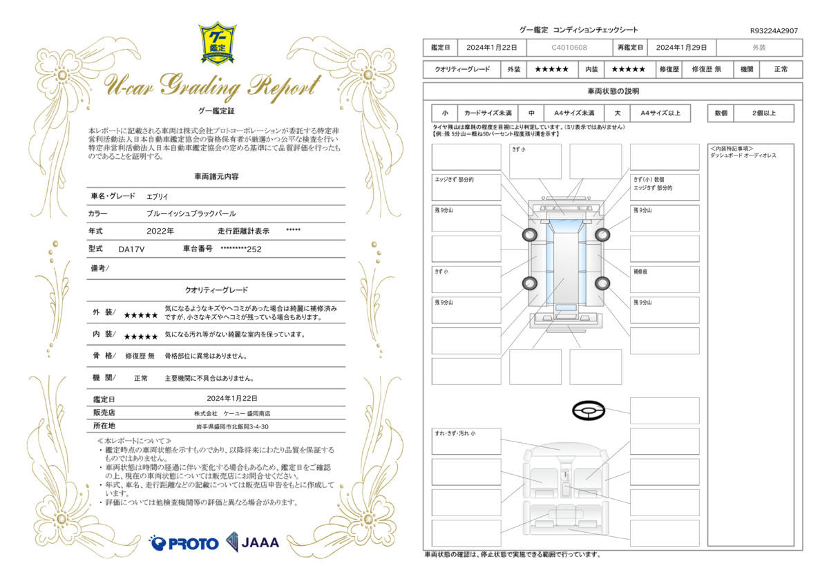 車両状態評価書