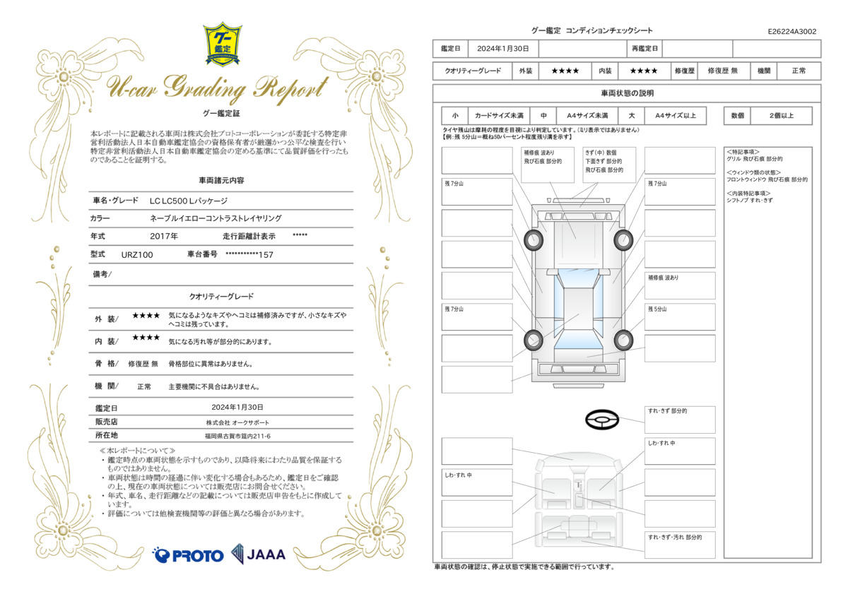 車両状態評価書