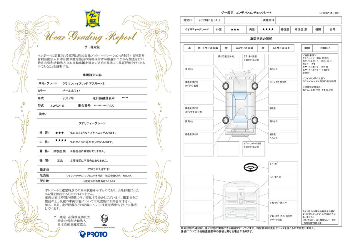 車両状態評価書