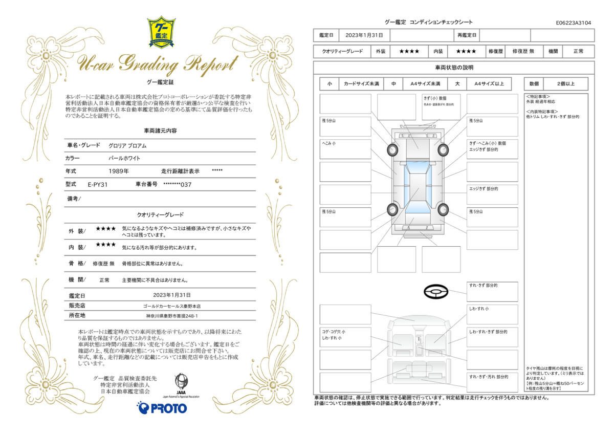 車両状態評価書