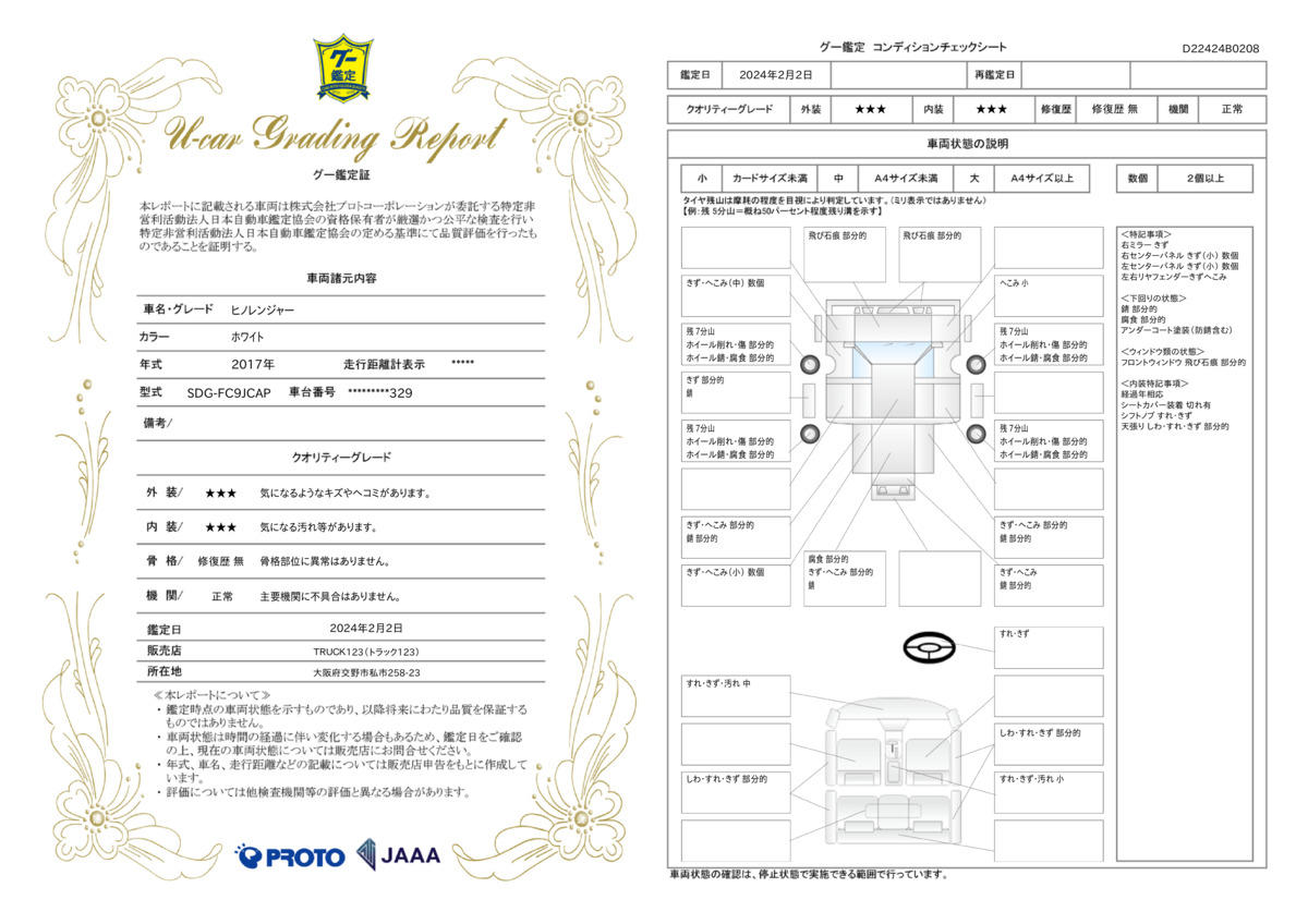 車両状態評価書