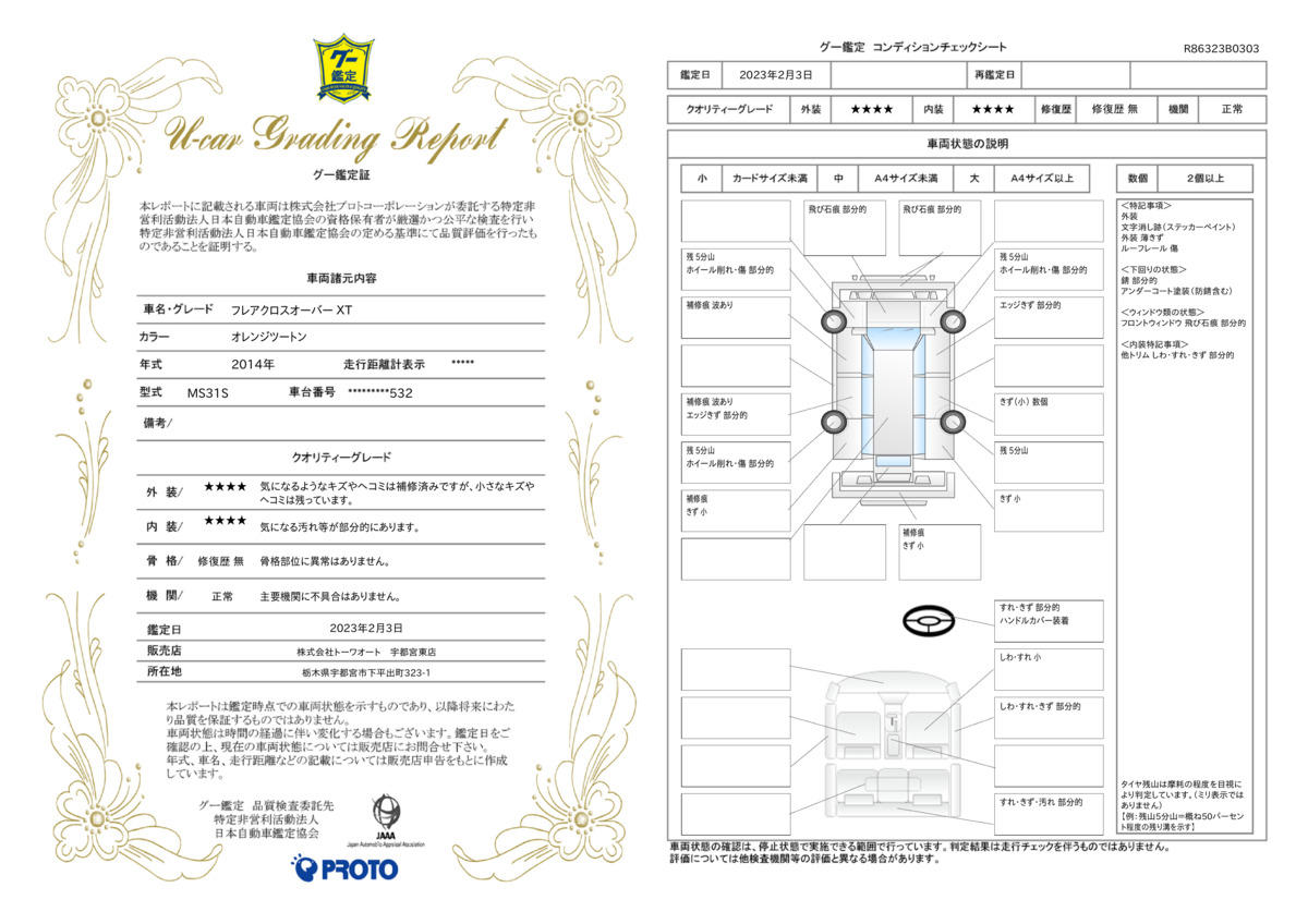 車両状態評価書