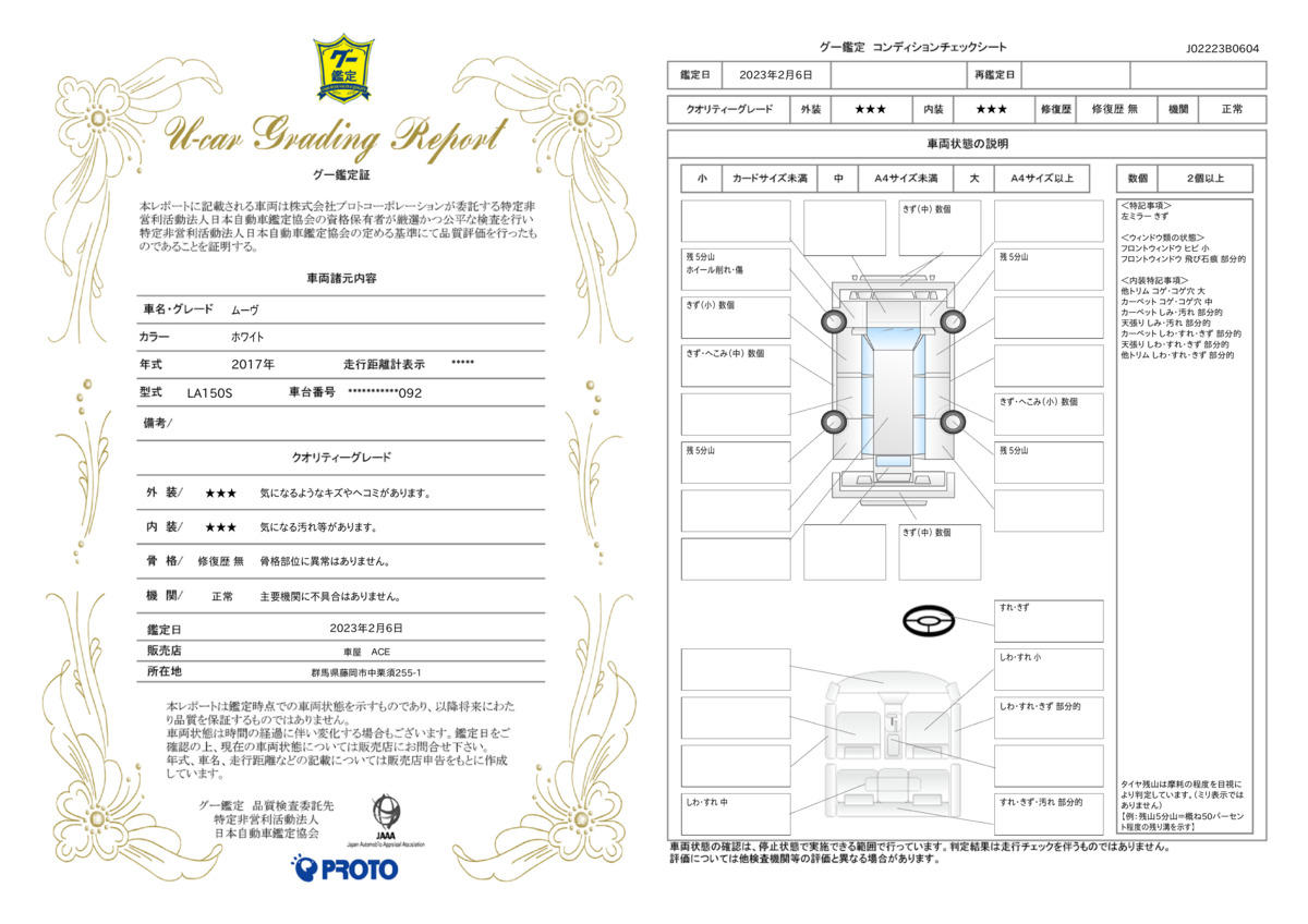 車両状態評価書