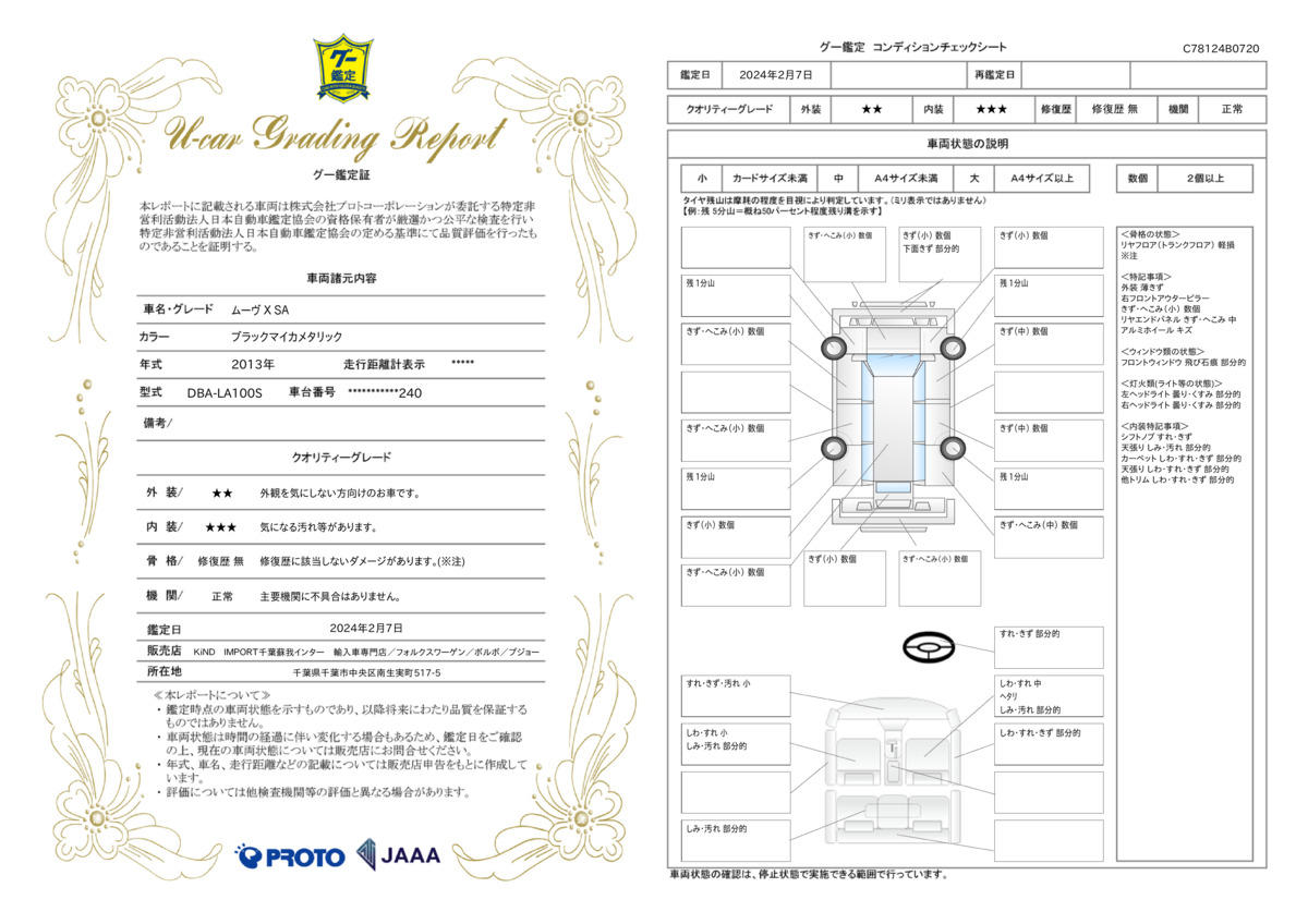 車両状態評価書