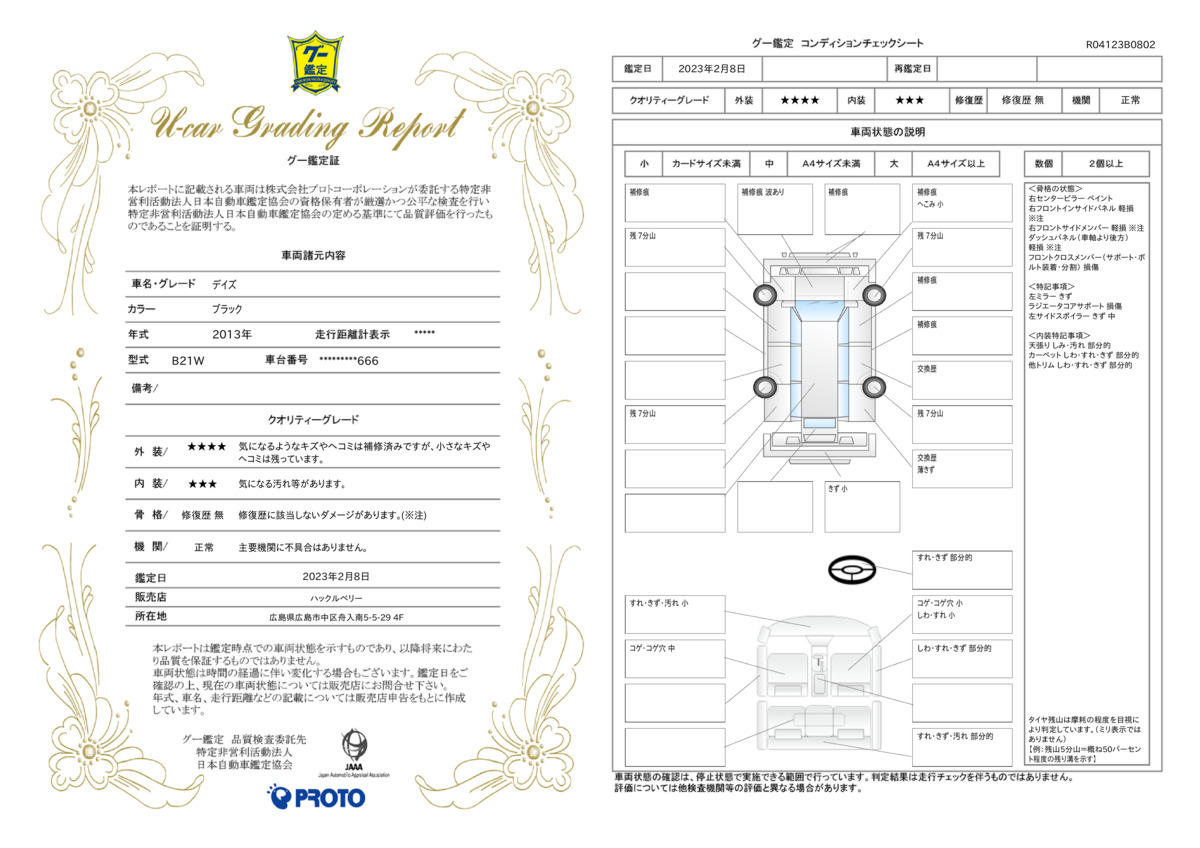 車両状態評価書