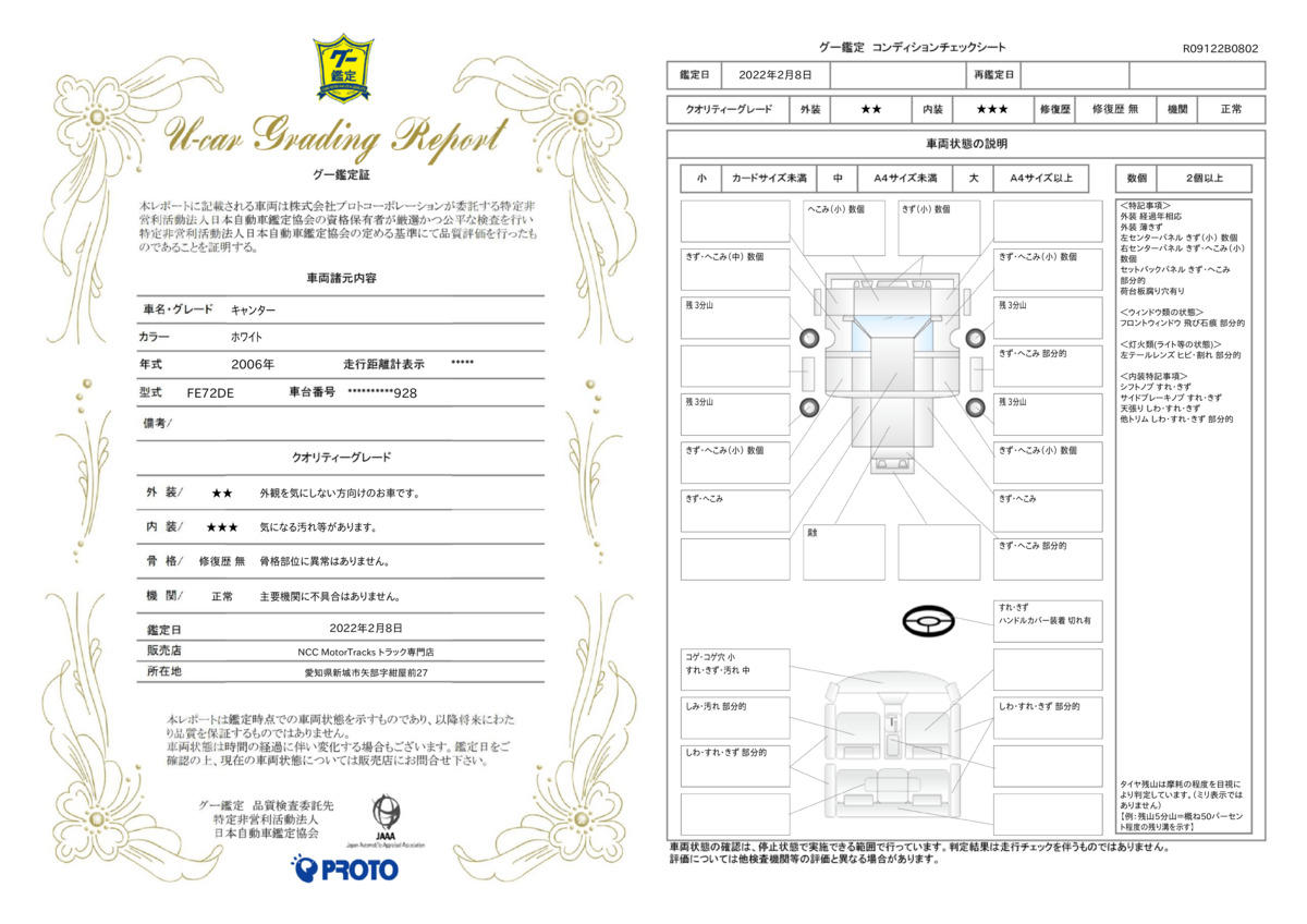 車両状態評価書