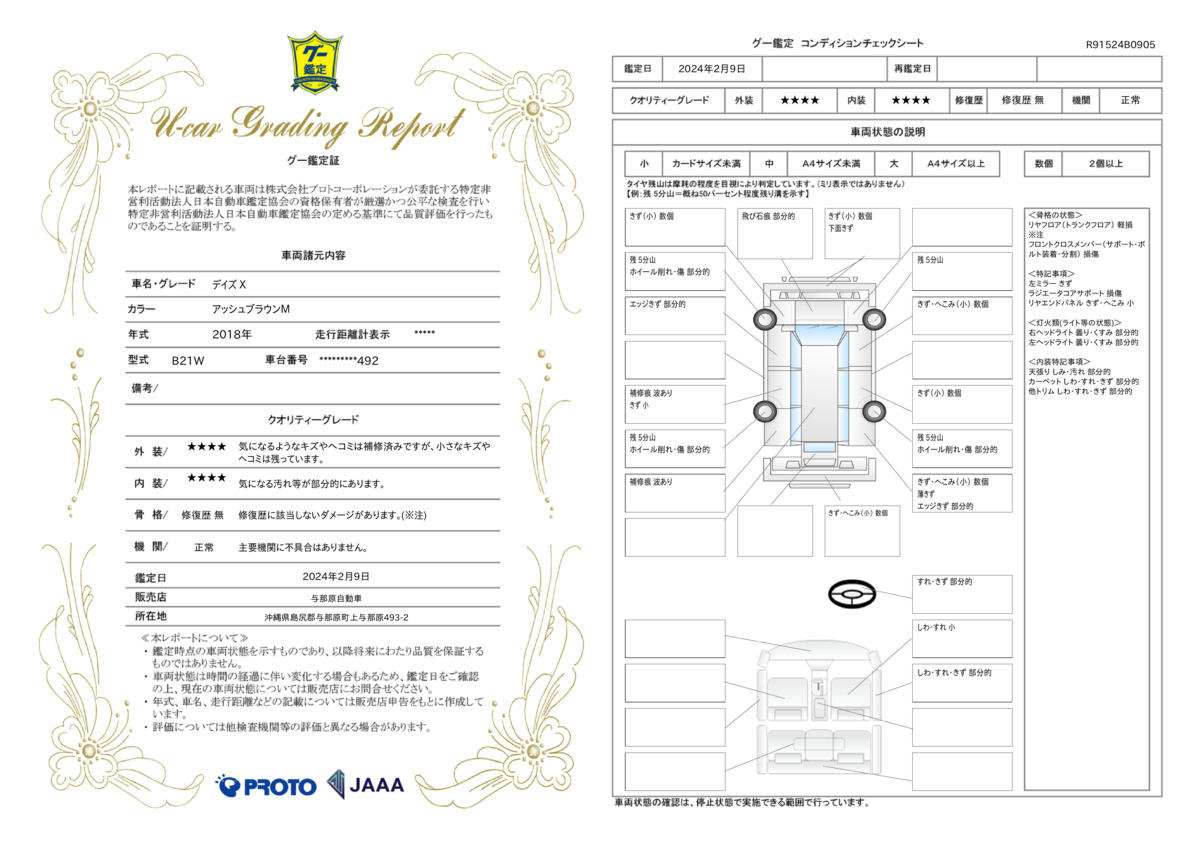 車両状態評価書