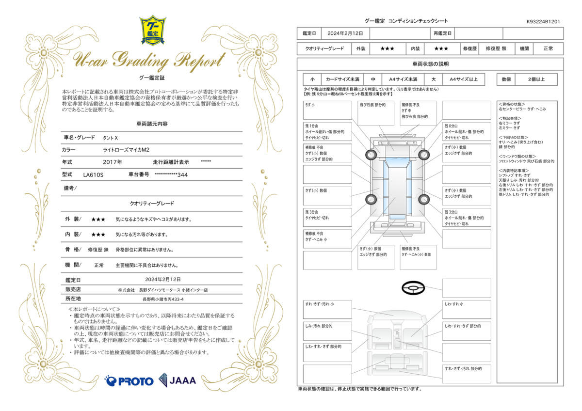 車両状態評価書