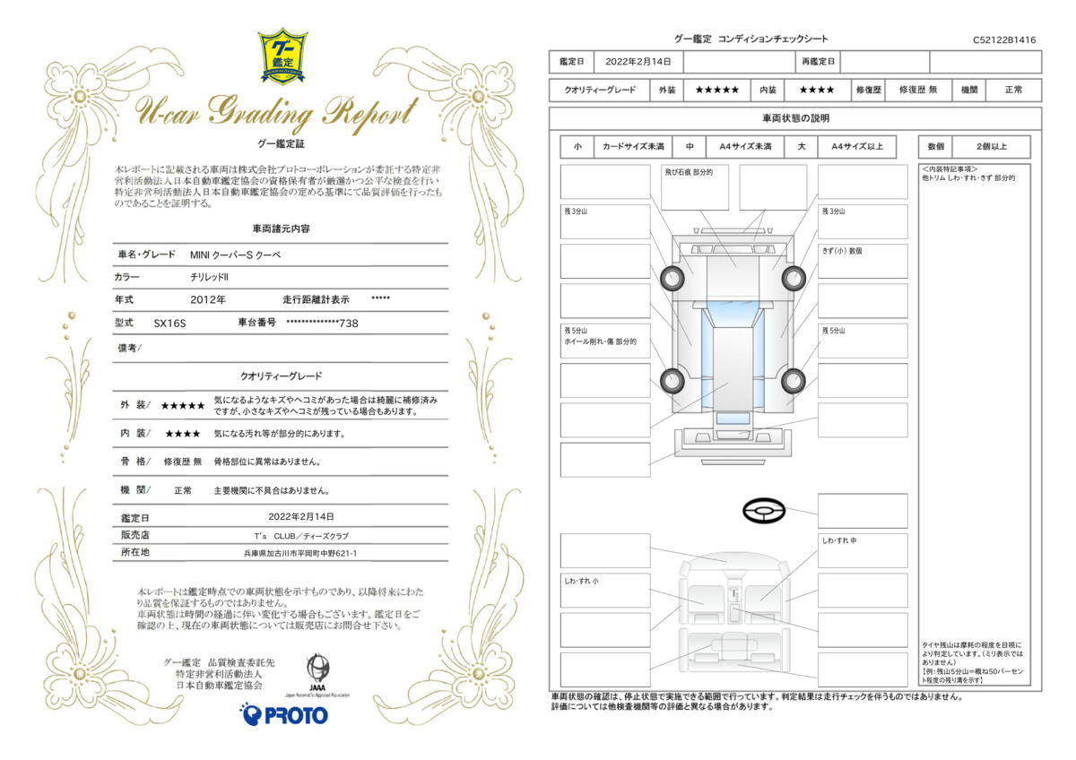 車両状態評価書