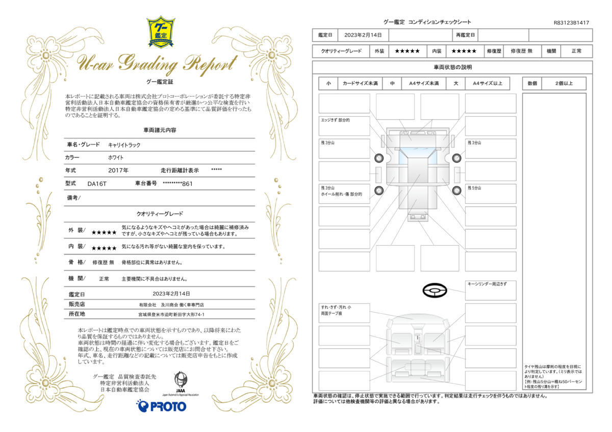 車両状態評価書