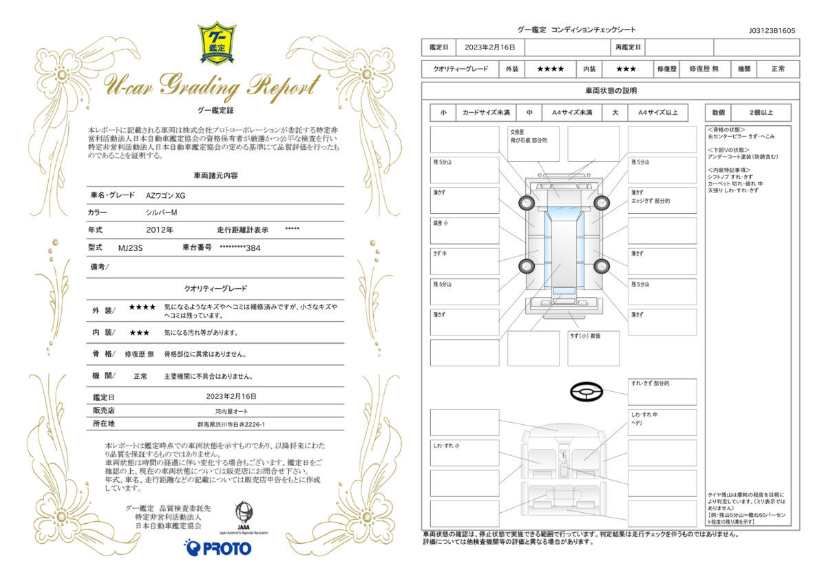 車両状態評価書