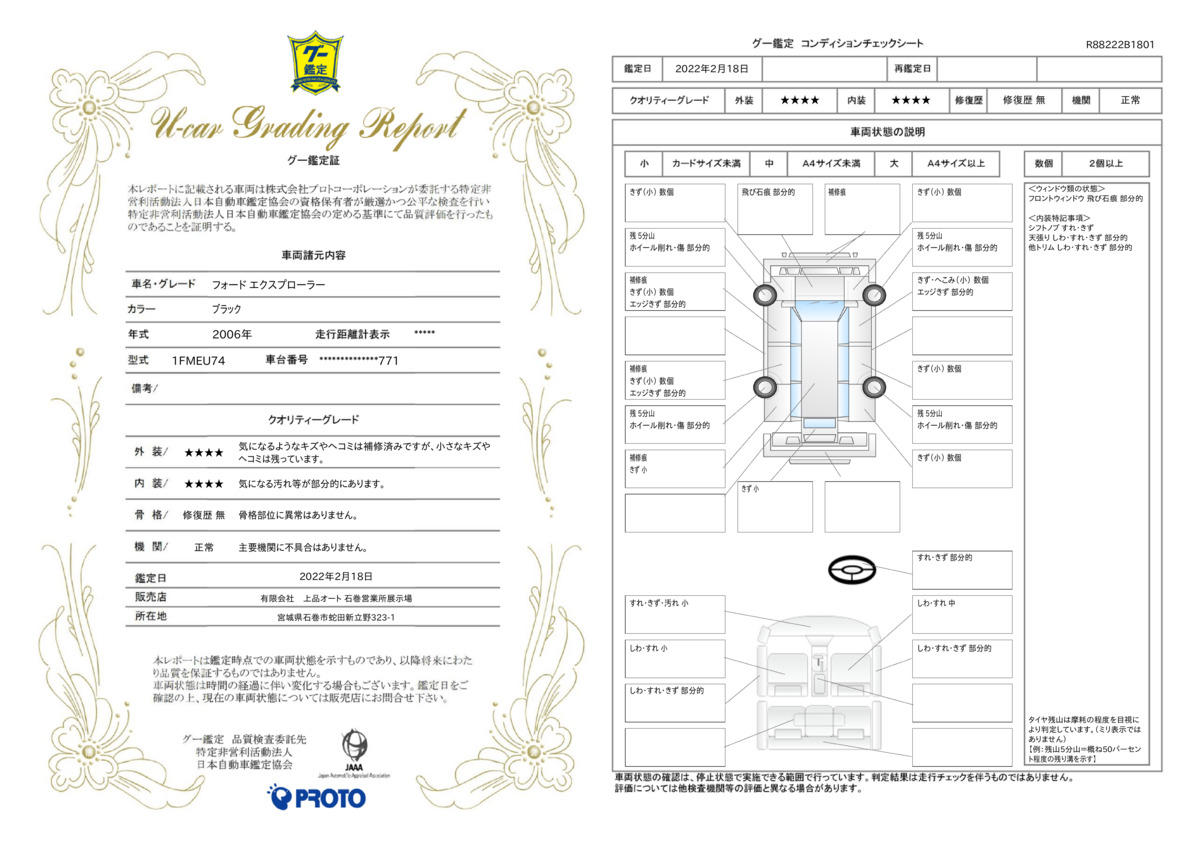 車両状態評価書