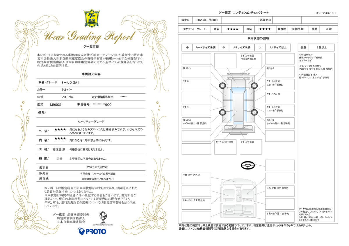 車両状態評価書