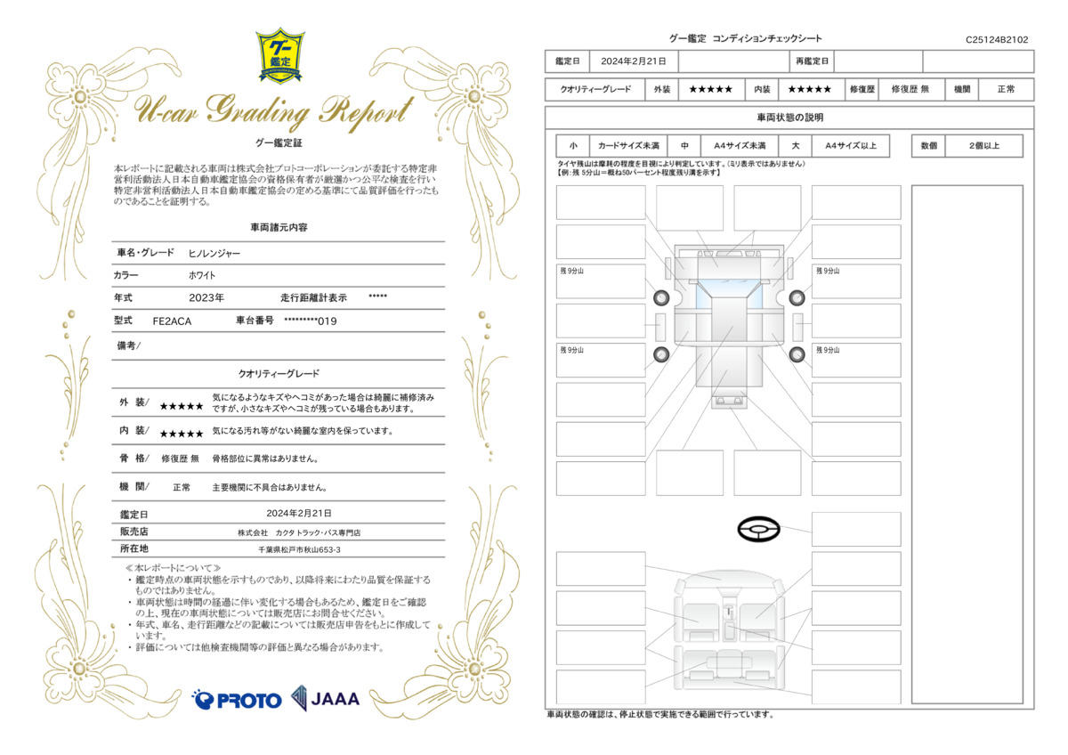 車両状態評価書