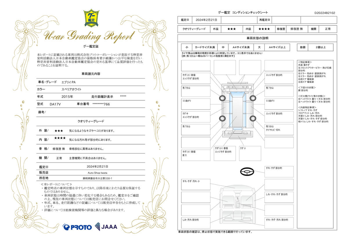 車両状態評価書