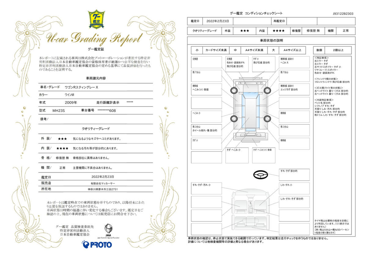 車両状態評価書