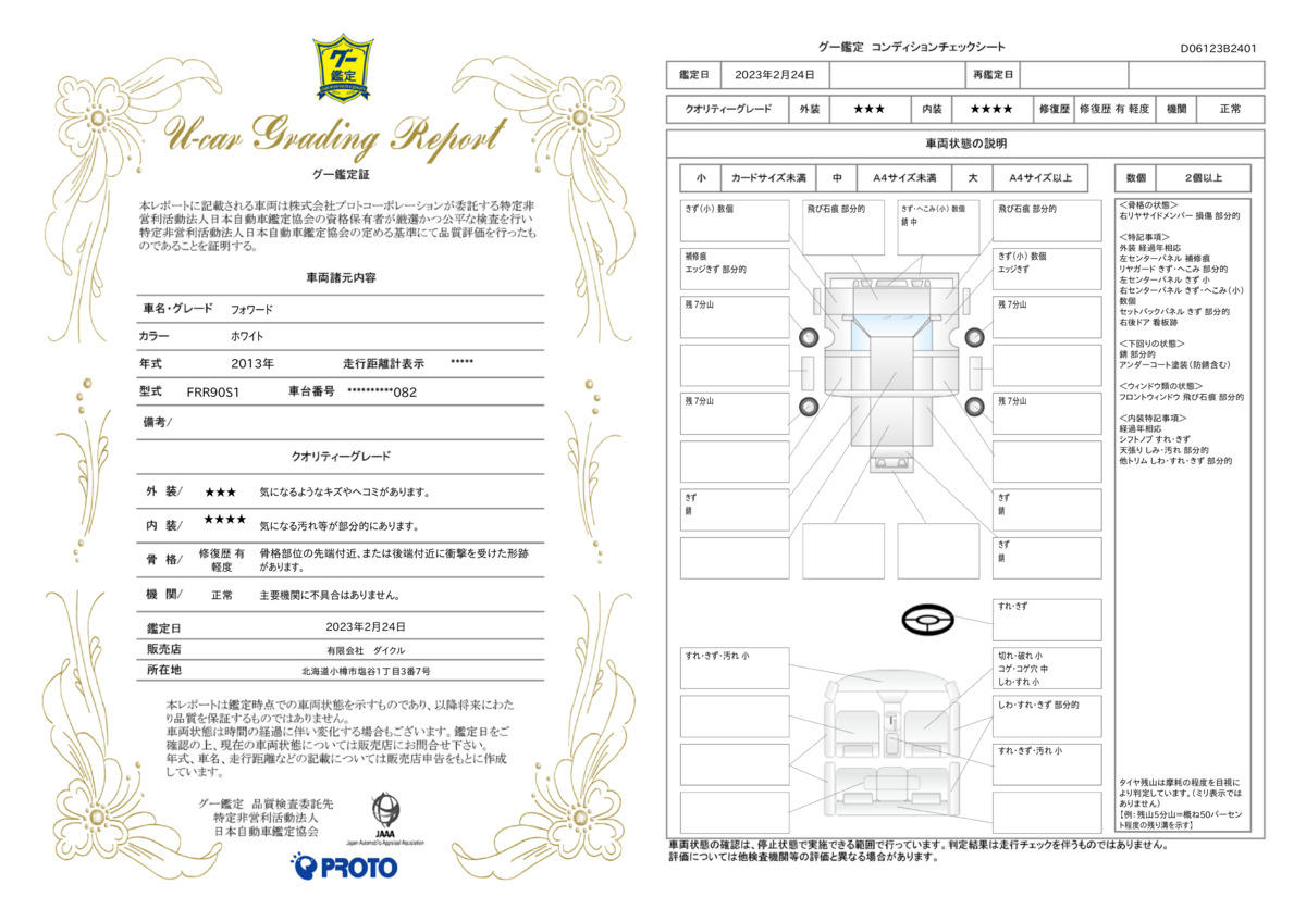 車両状態評価書