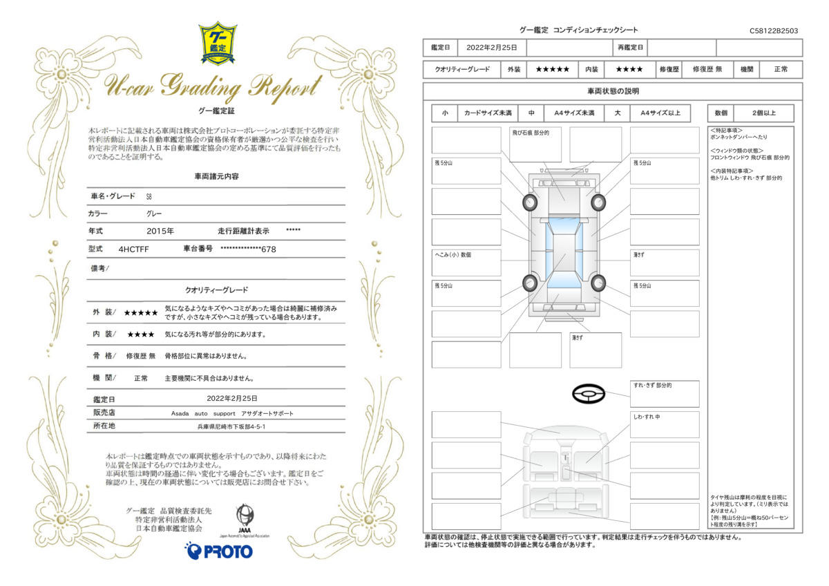 車両状態評価書