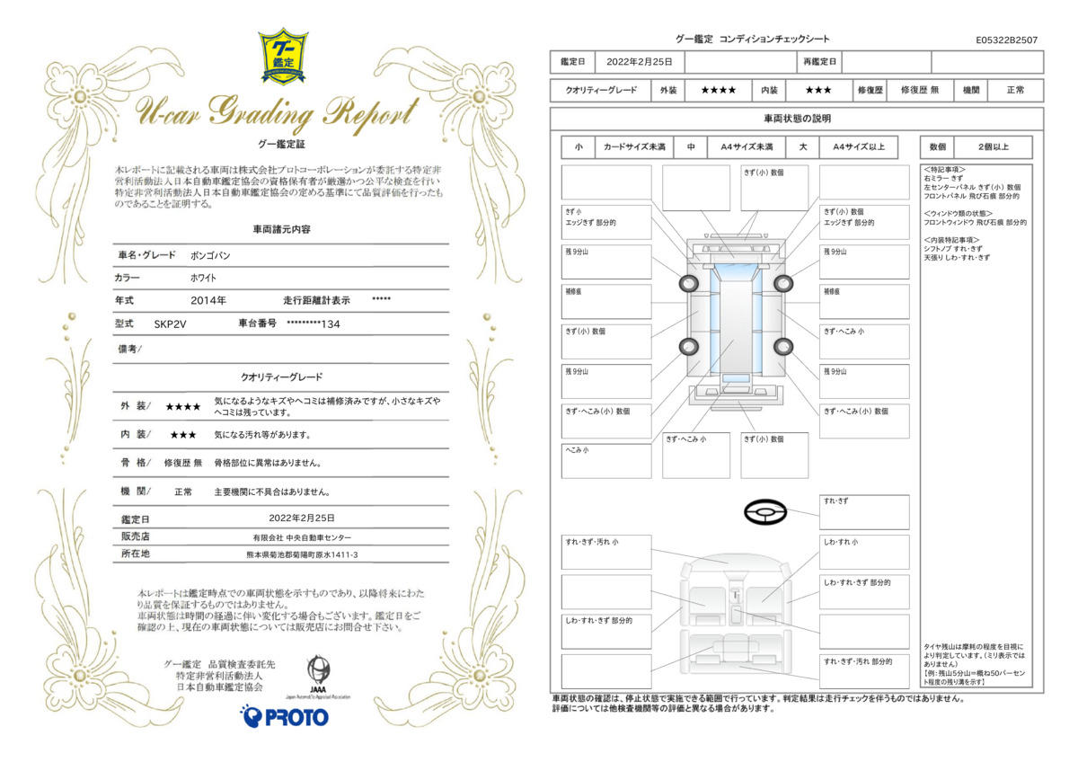 車両状態評価書