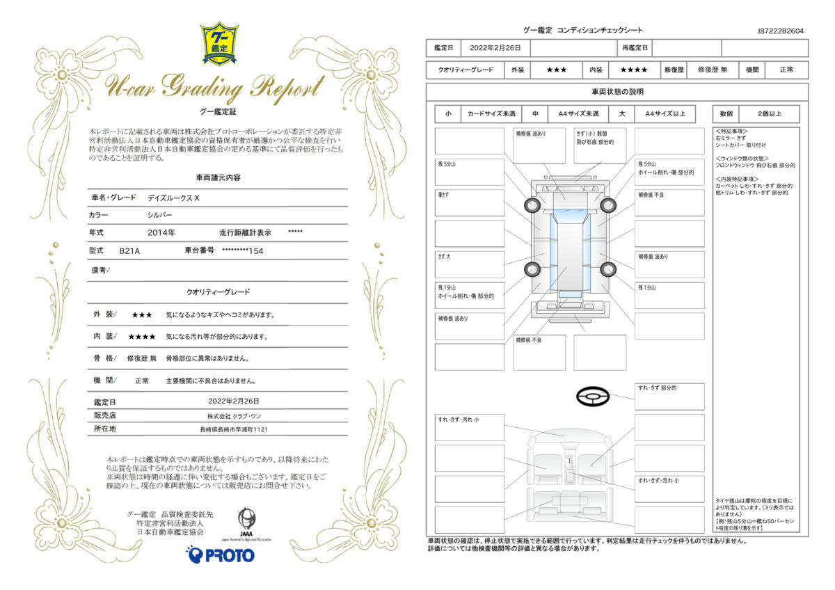 車両状態評価書