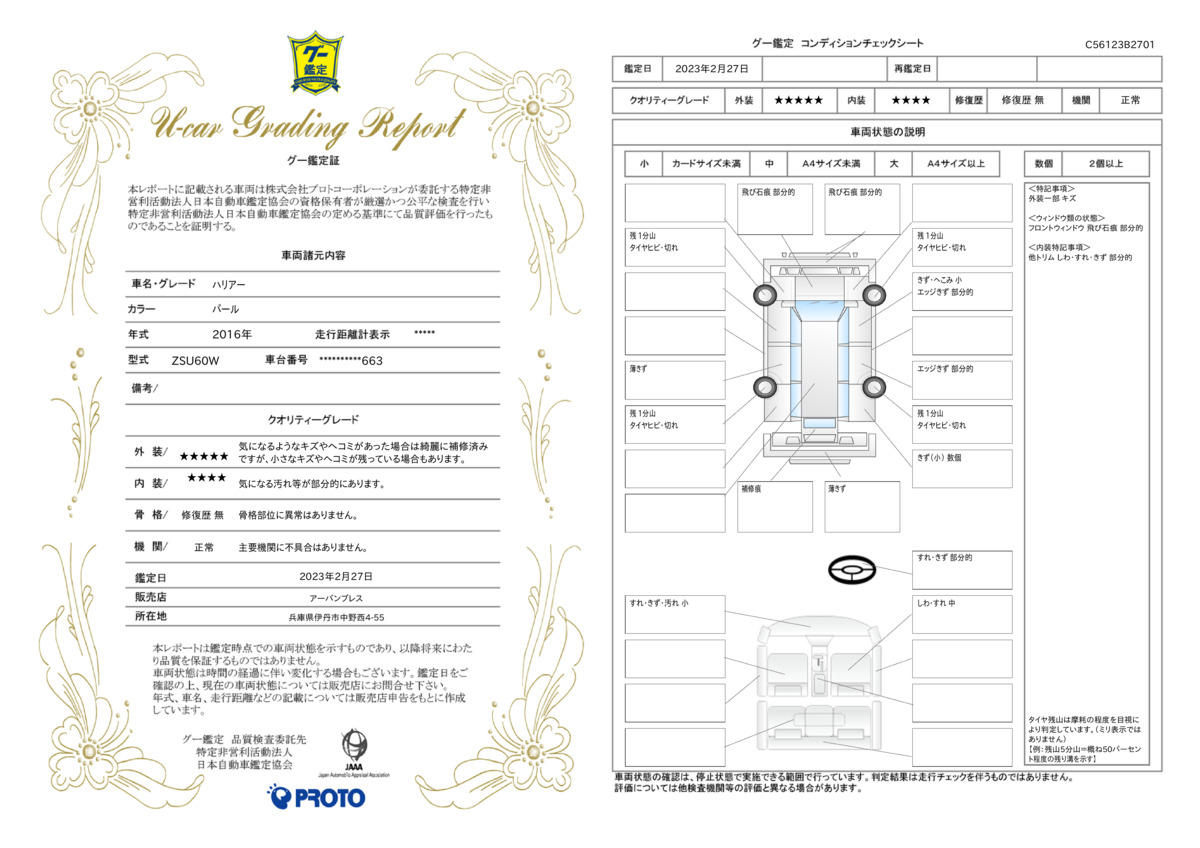 車両状態評価書