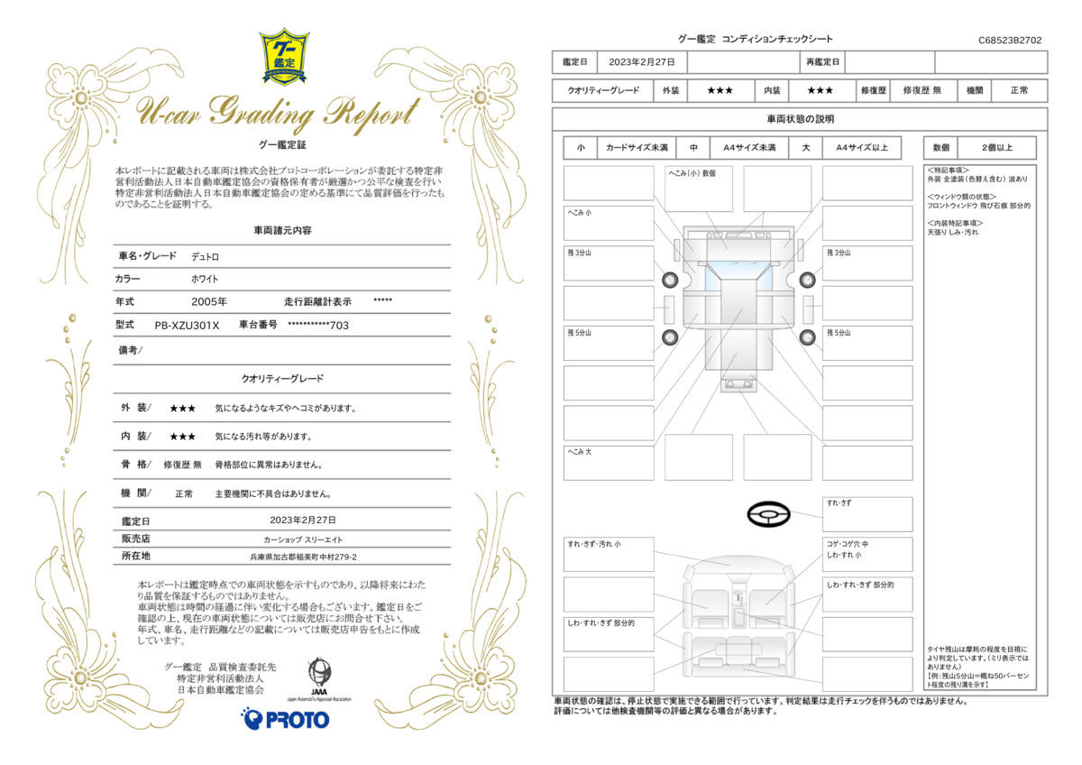 車両状態評価書