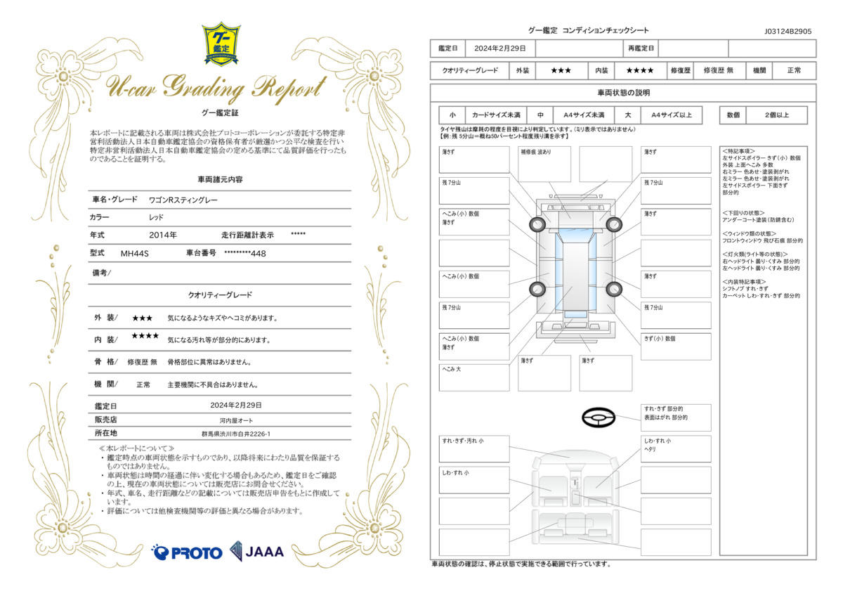 車両状態評価書