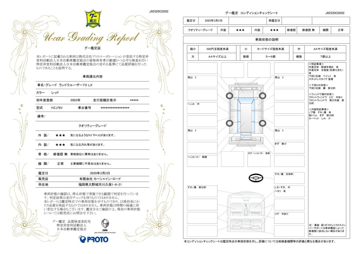 車両状態評価書