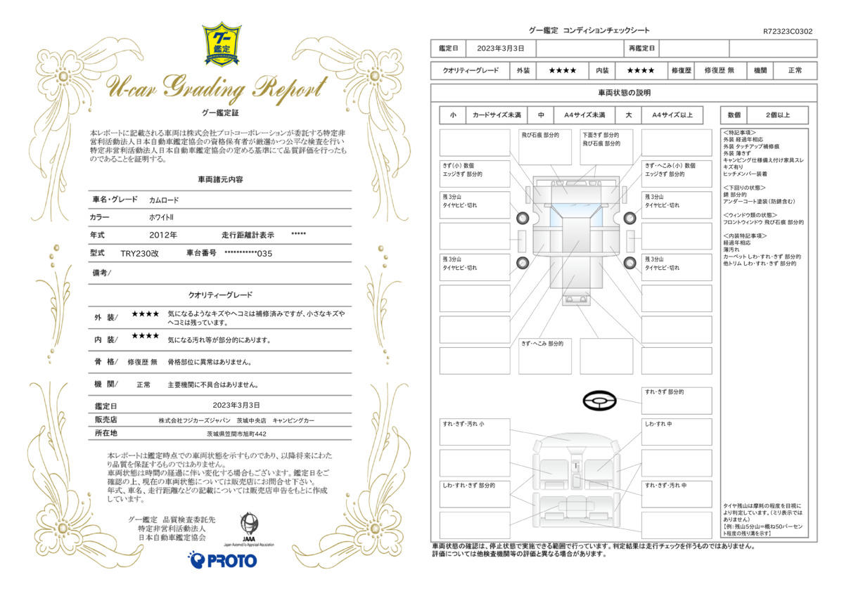 車両状態評価書