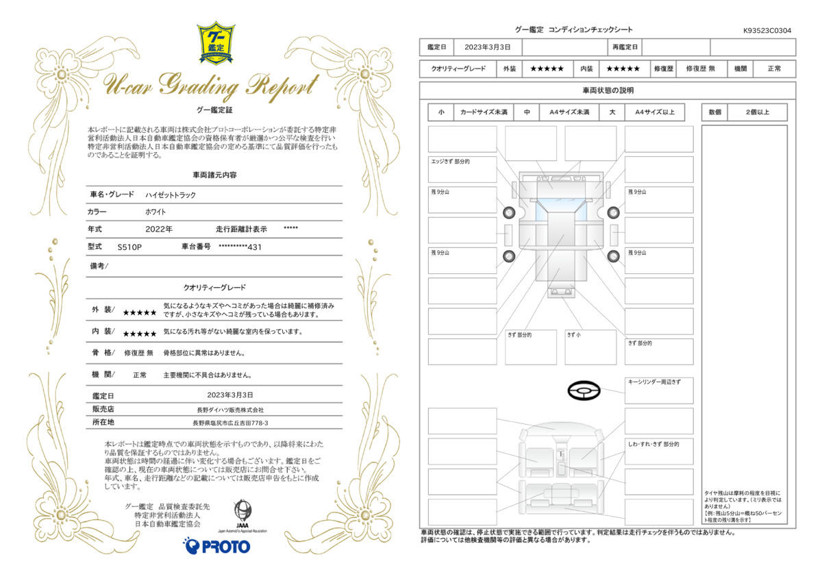 車両状態評価書