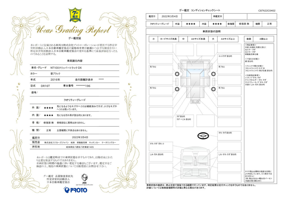 車両状態評価書