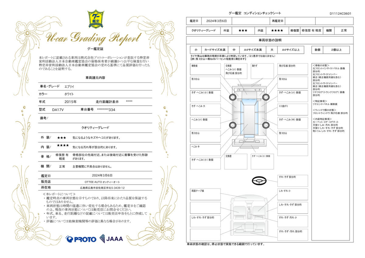 車両状態評価書