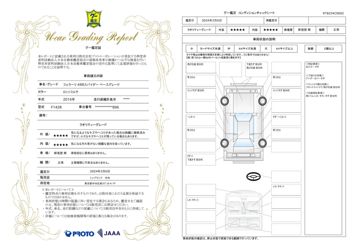 車両状態評価書