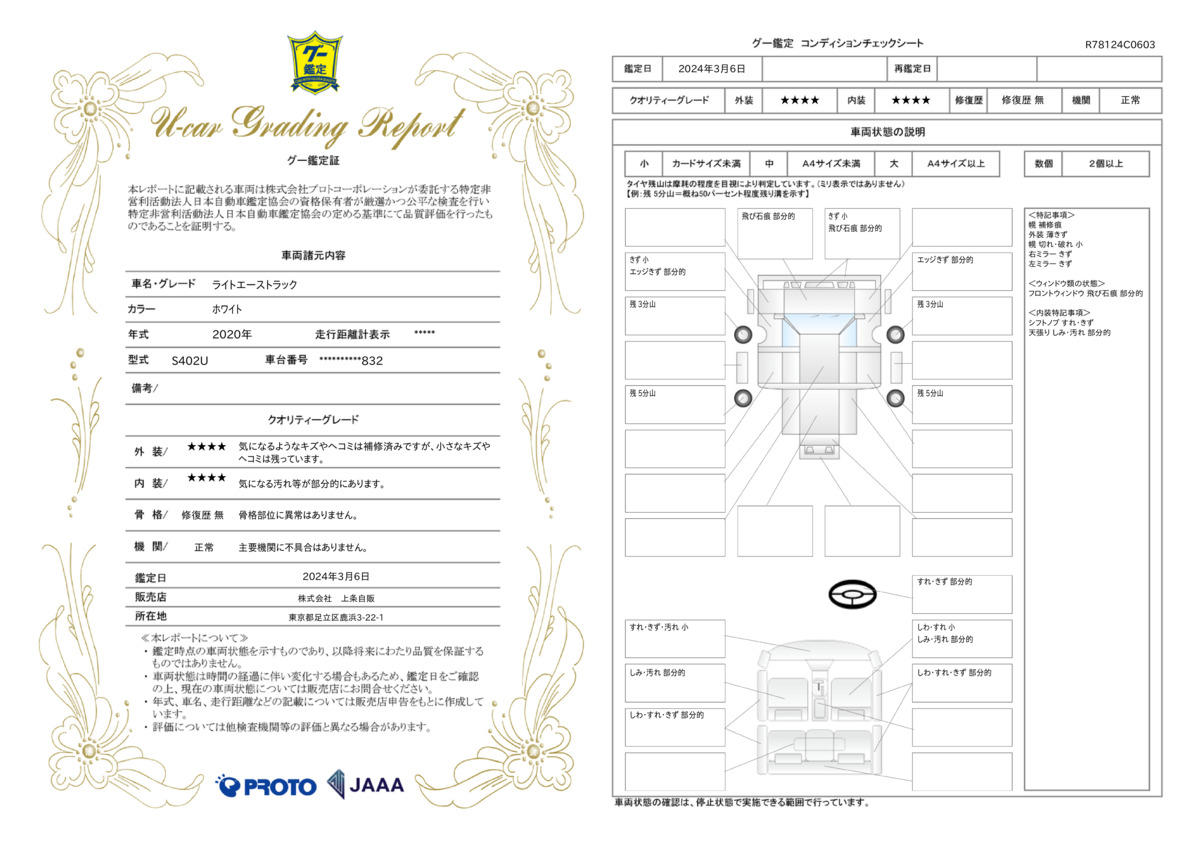 車両状態評価書