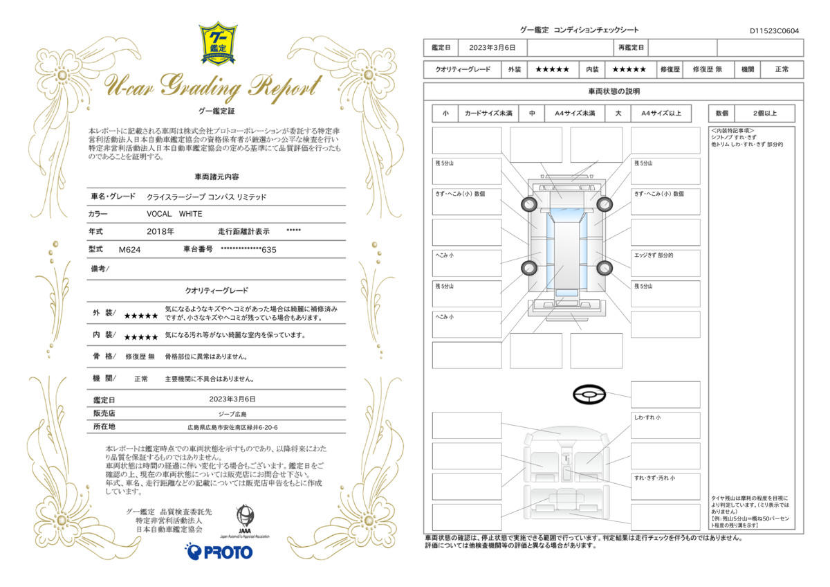 車両状態評価書