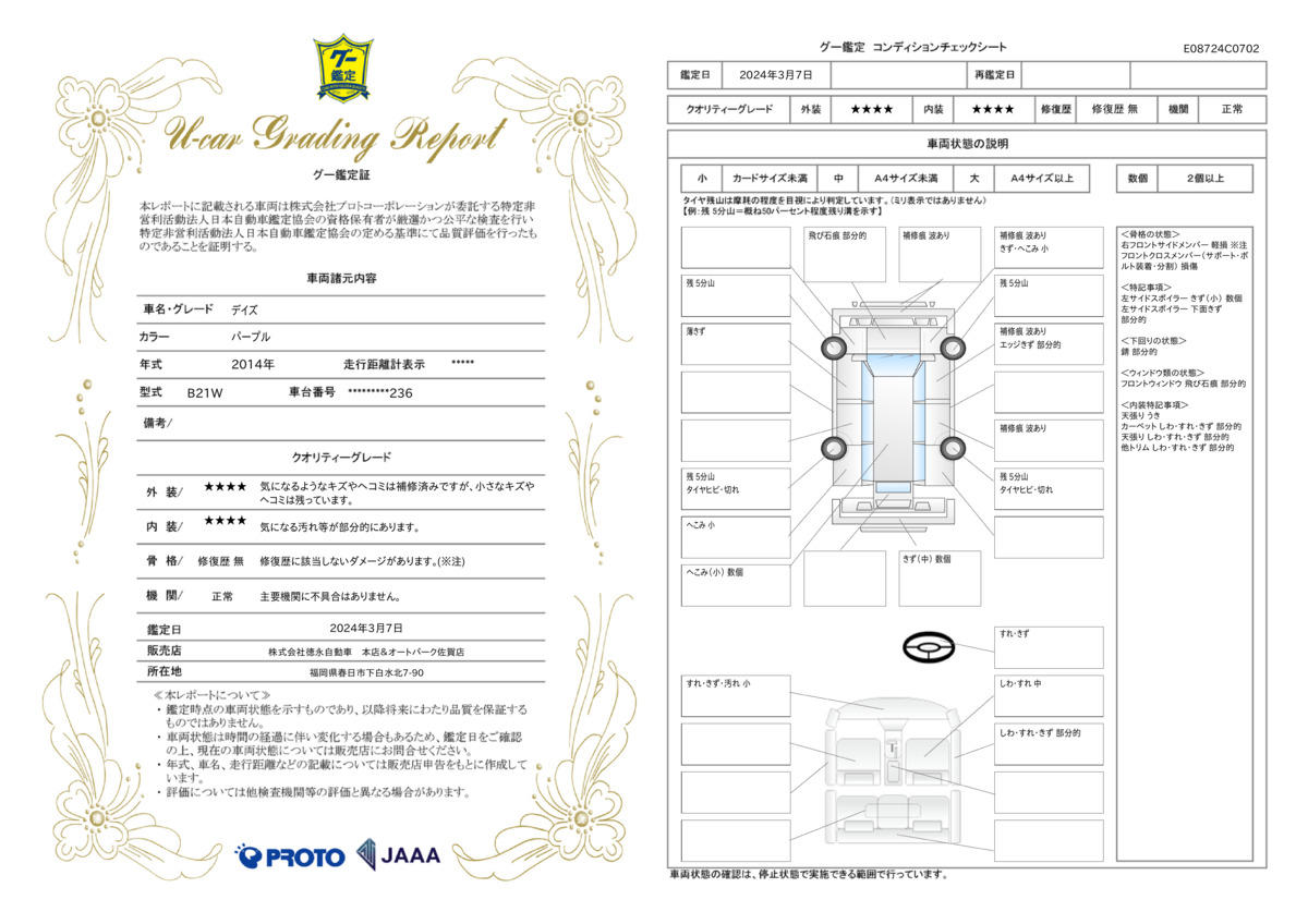 車両状態評価書