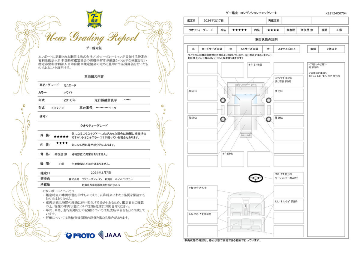 車両状態評価書