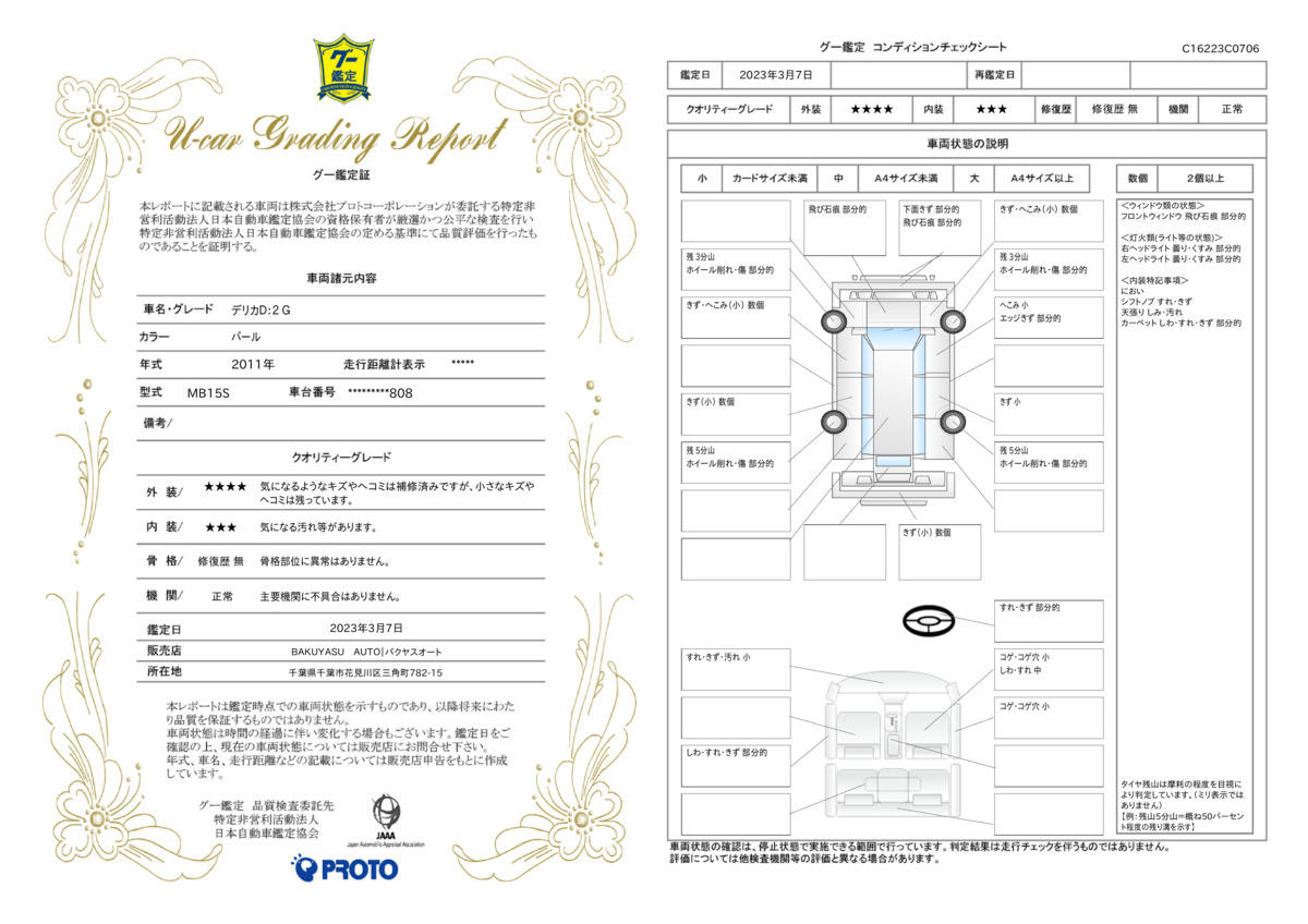 車両状態評価書