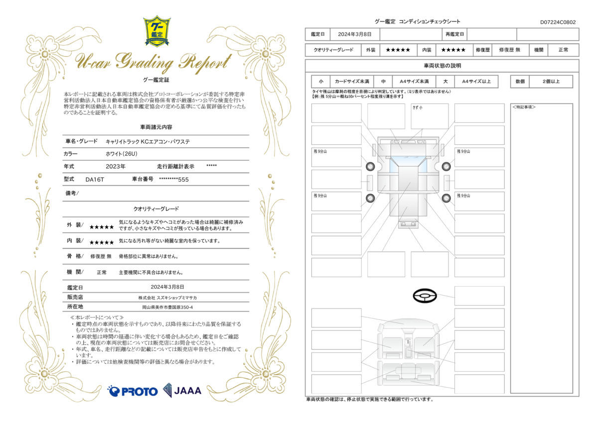 車両状態評価書