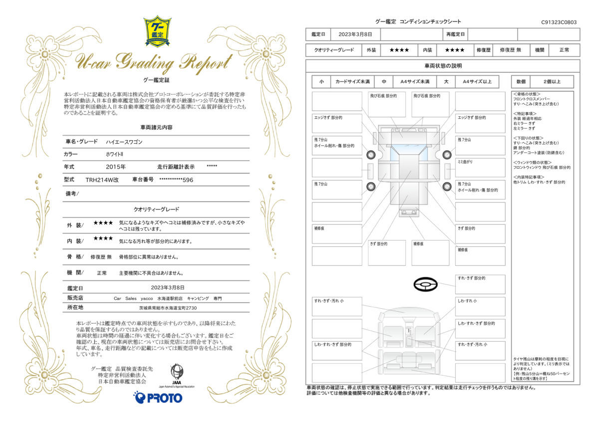 車両状態評価書