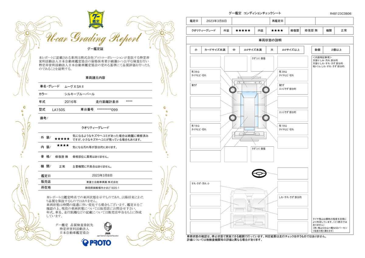 車両状態評価書