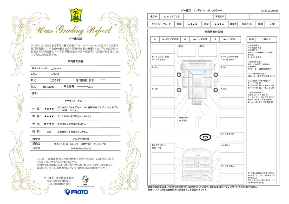 車両状態評価書