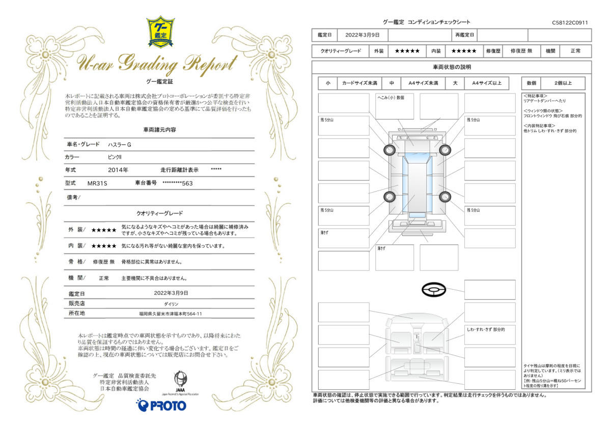 車両状態評価書