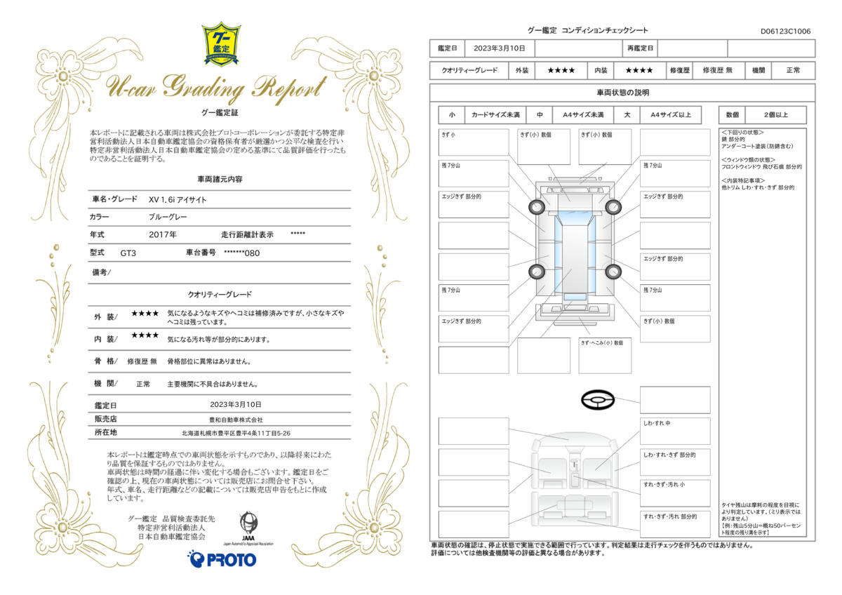 車両状態評価書