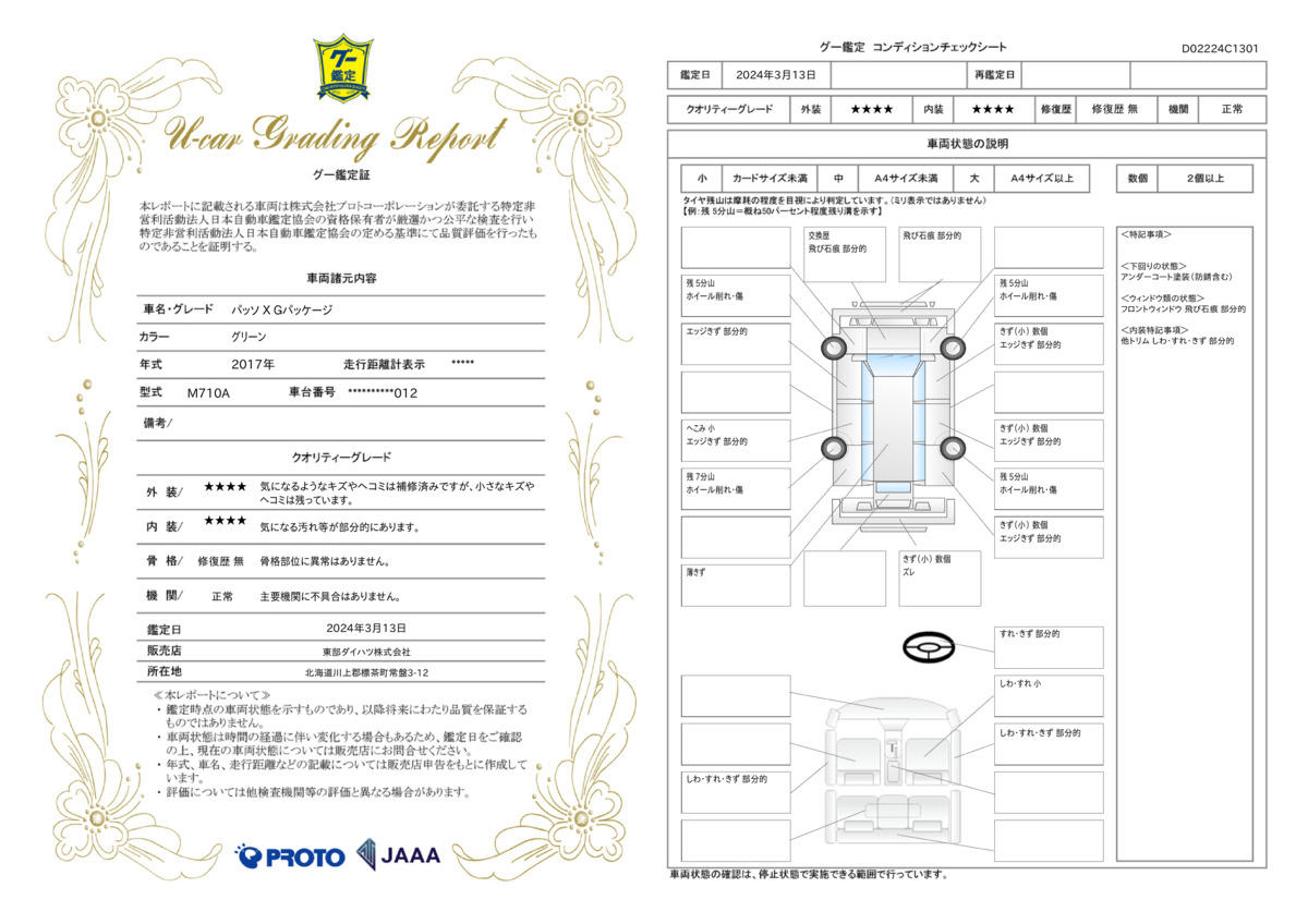 車両状態評価書