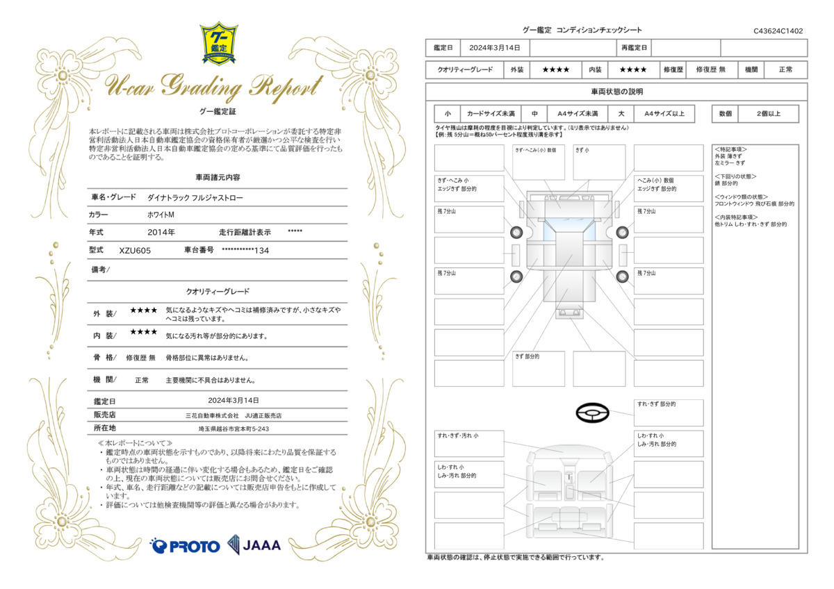 車両状態評価書