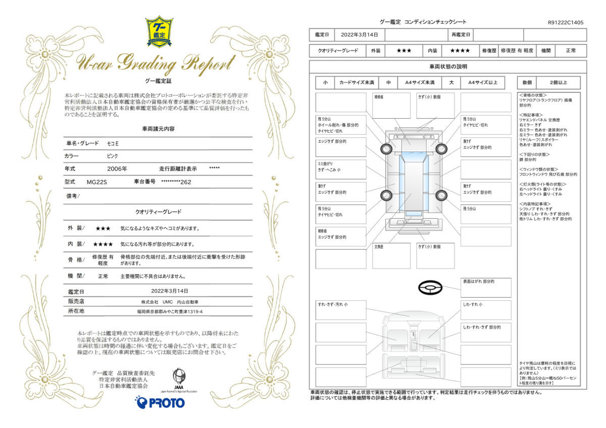 車両状態評価書