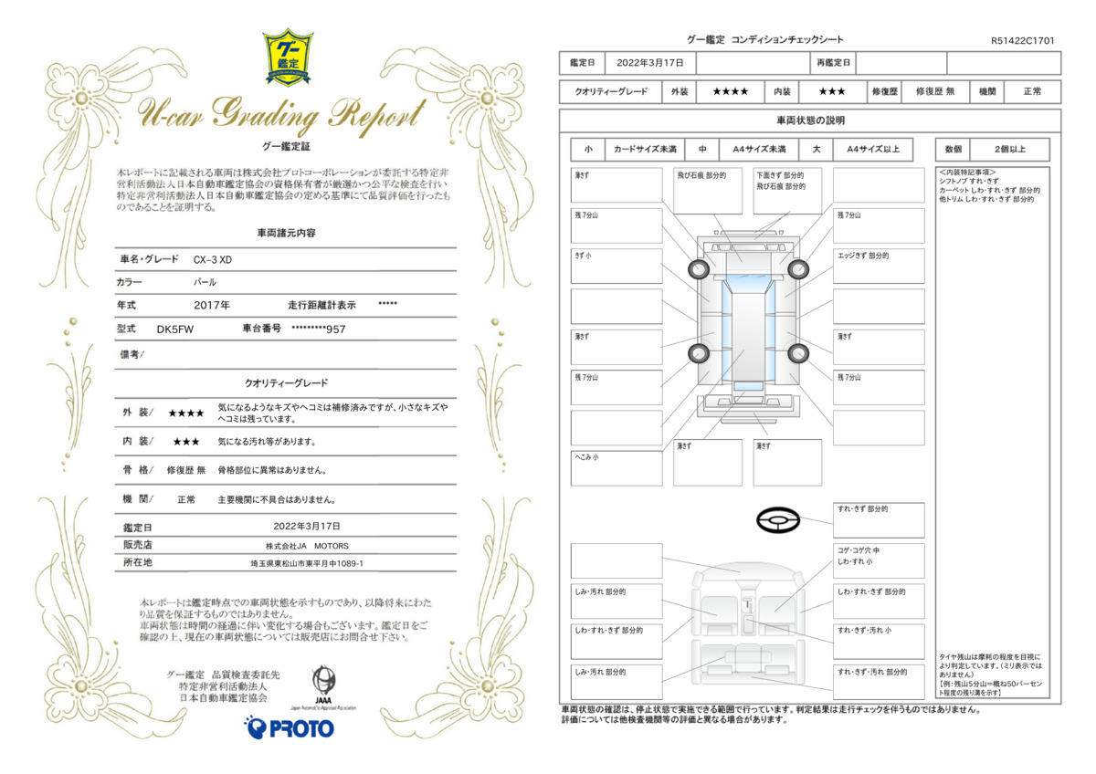 車両状態評価書