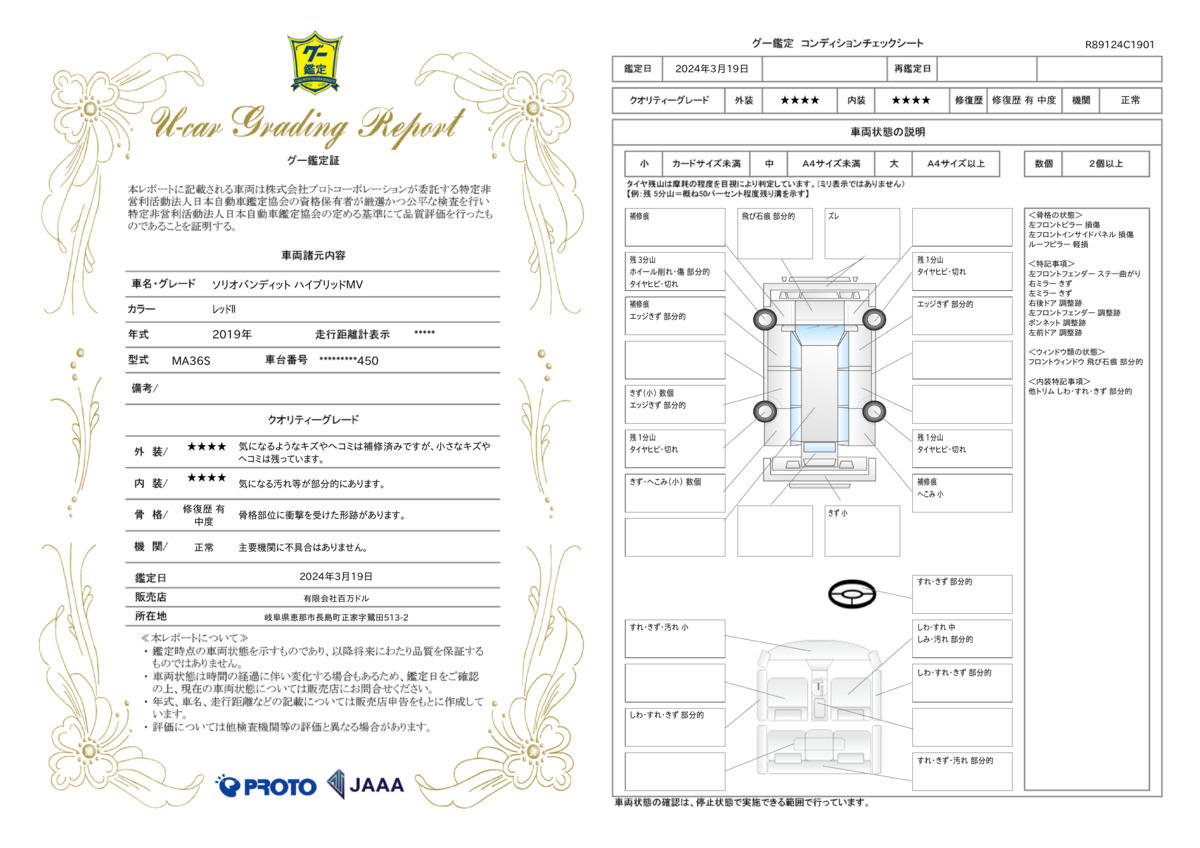 車両状態評価書